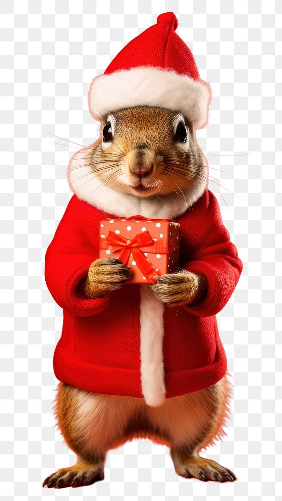 PNG Christmas squirrel portrait sweater transparent background