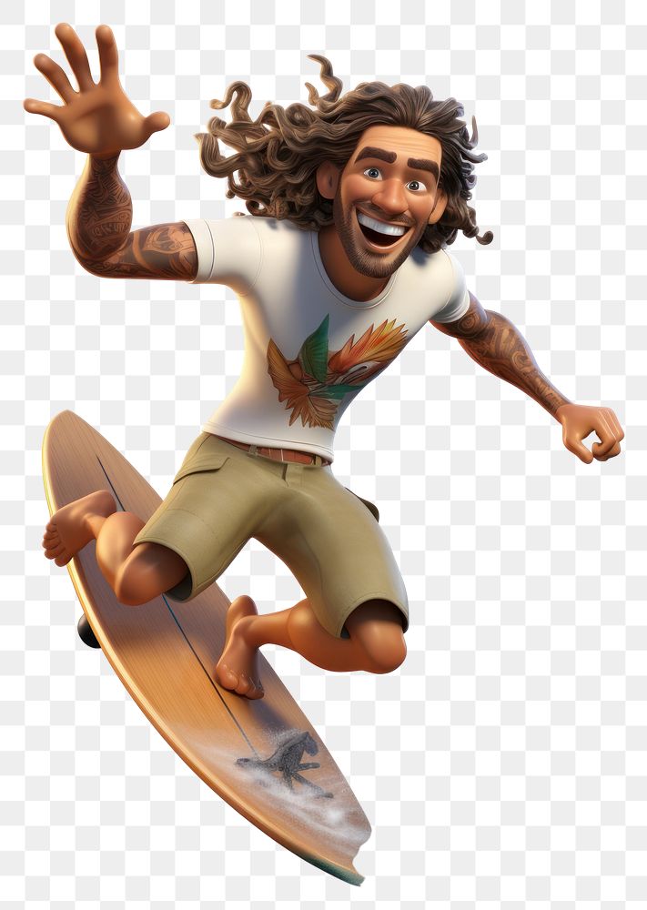 PNG Surfing cartoon sports wakeboarding. AI generated Image by rawpixel.