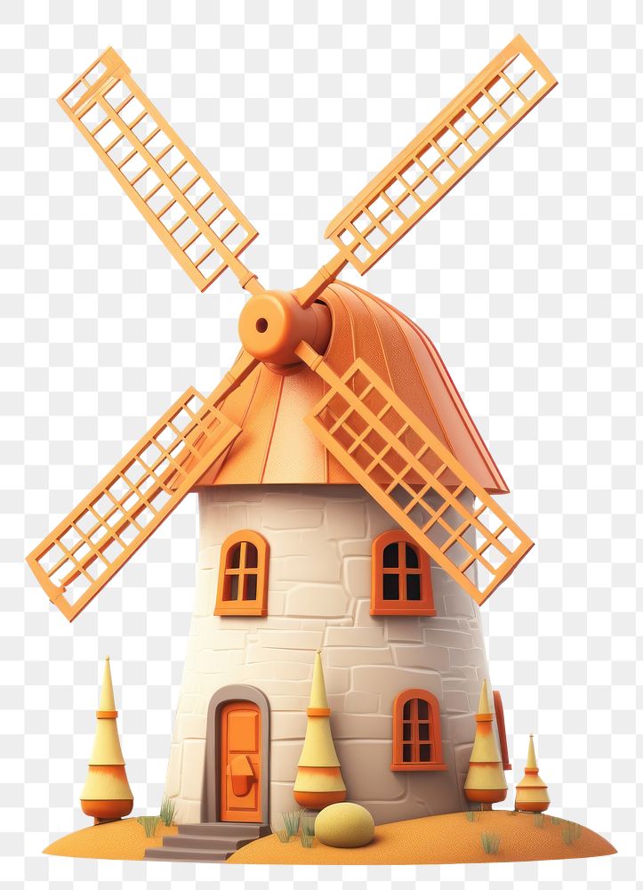 PNG Windmill transparent background architecture dollhouse. AI generated Image by rawpixel.