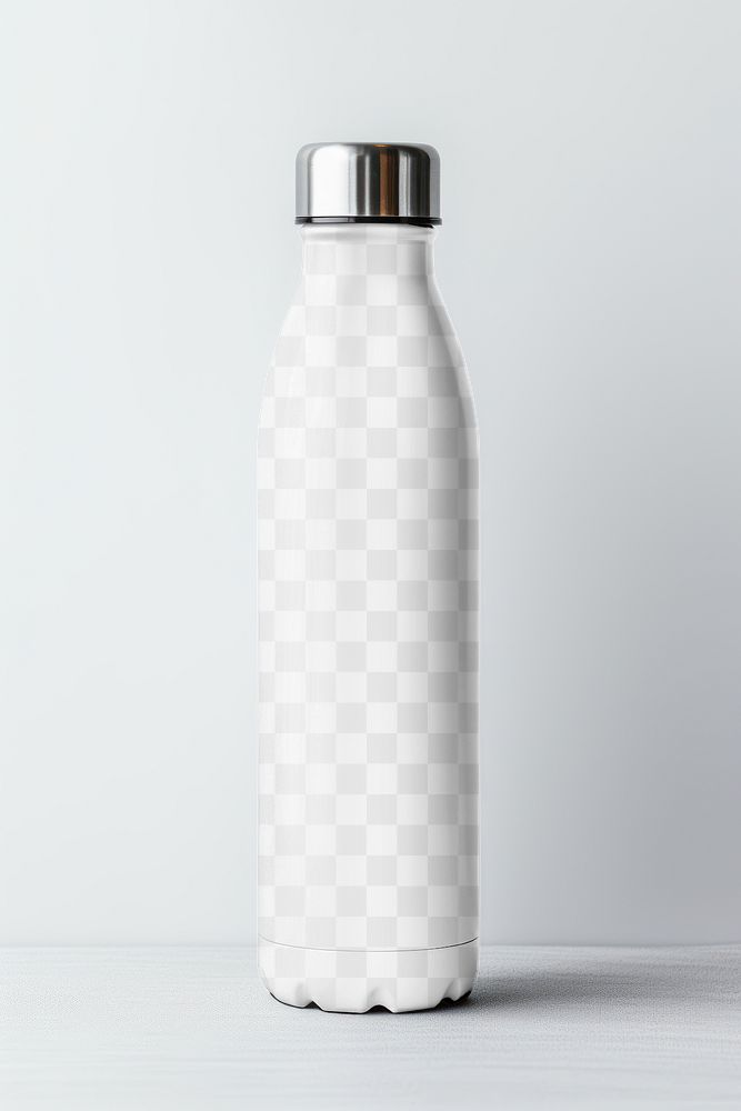 Metal bottle, png transparent mockup