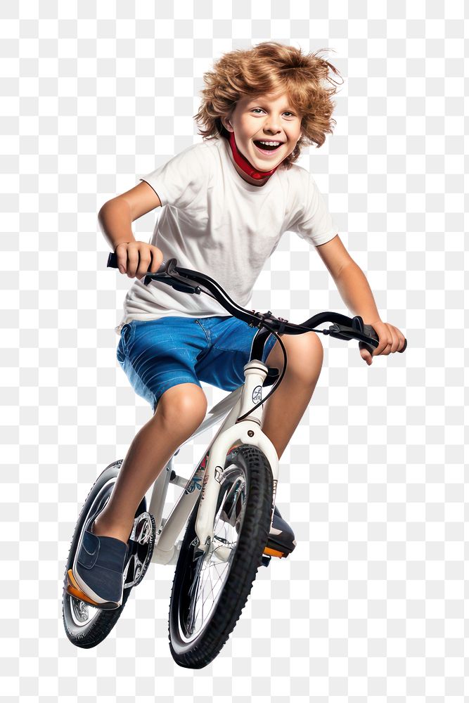 PNG Joyful child riding bicycle.