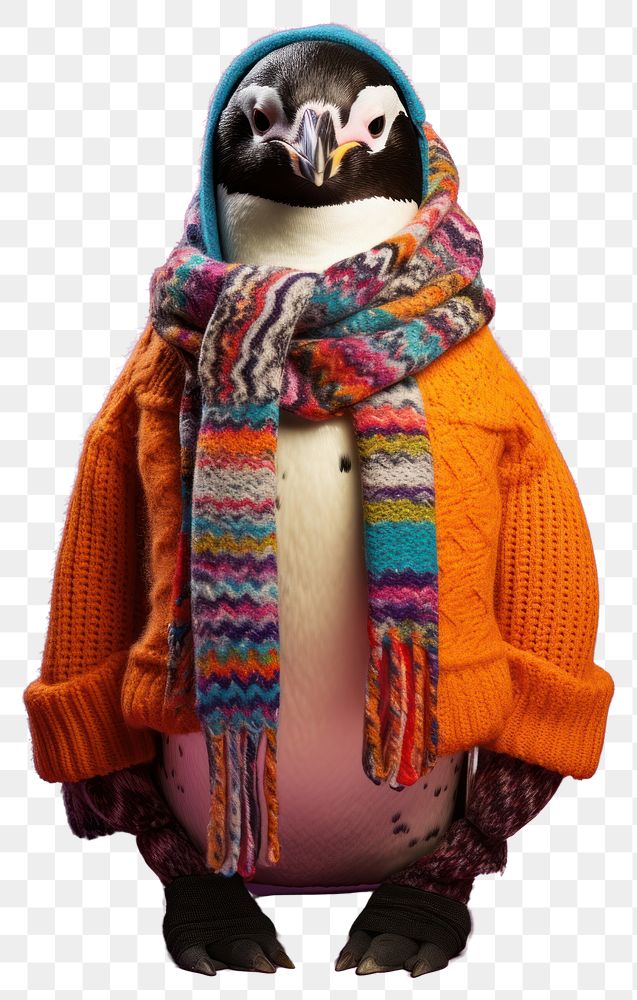 PNG Sweater penguin portrait scarf transparent background