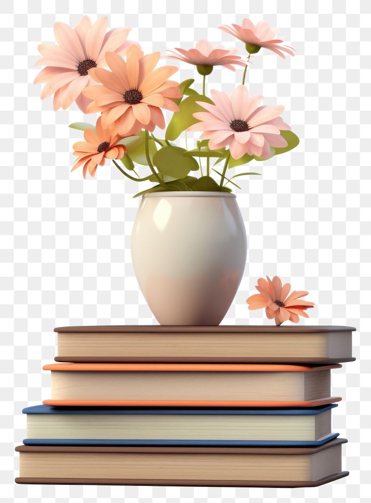 PNG Flower vase book publication. AI generated Image by rawpixel.