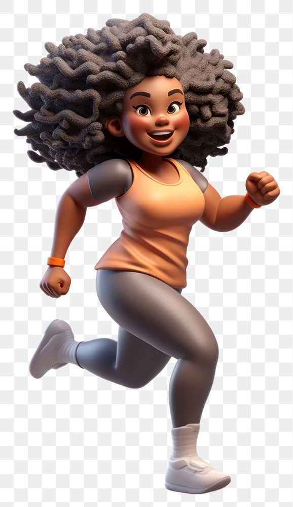 PNG Woman running cartoon determination exercising. 