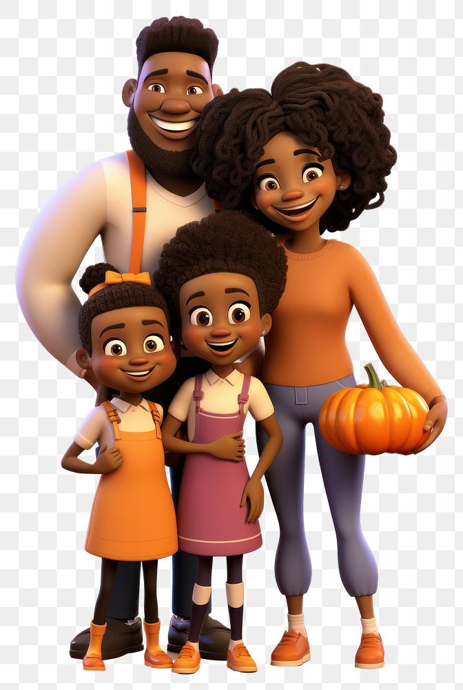 PNG Cartoon family cute togetherness. AI generated Image by rawpixel.