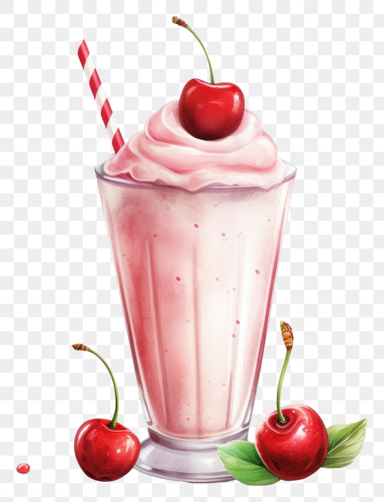 PNG Cherry milk strawberry milkshake. AI generated Image by rawpixel.