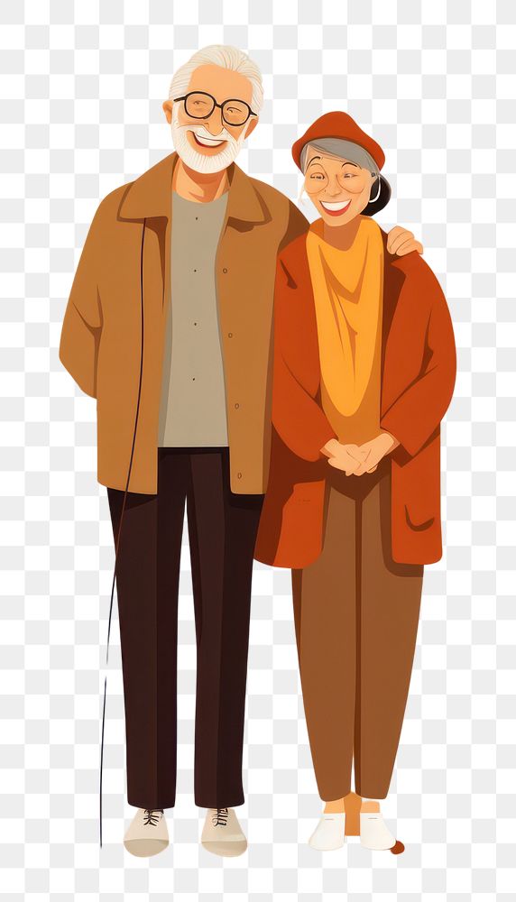 PNG Portrait cartoon adult togetherness. AI generated Image by rawpixel.