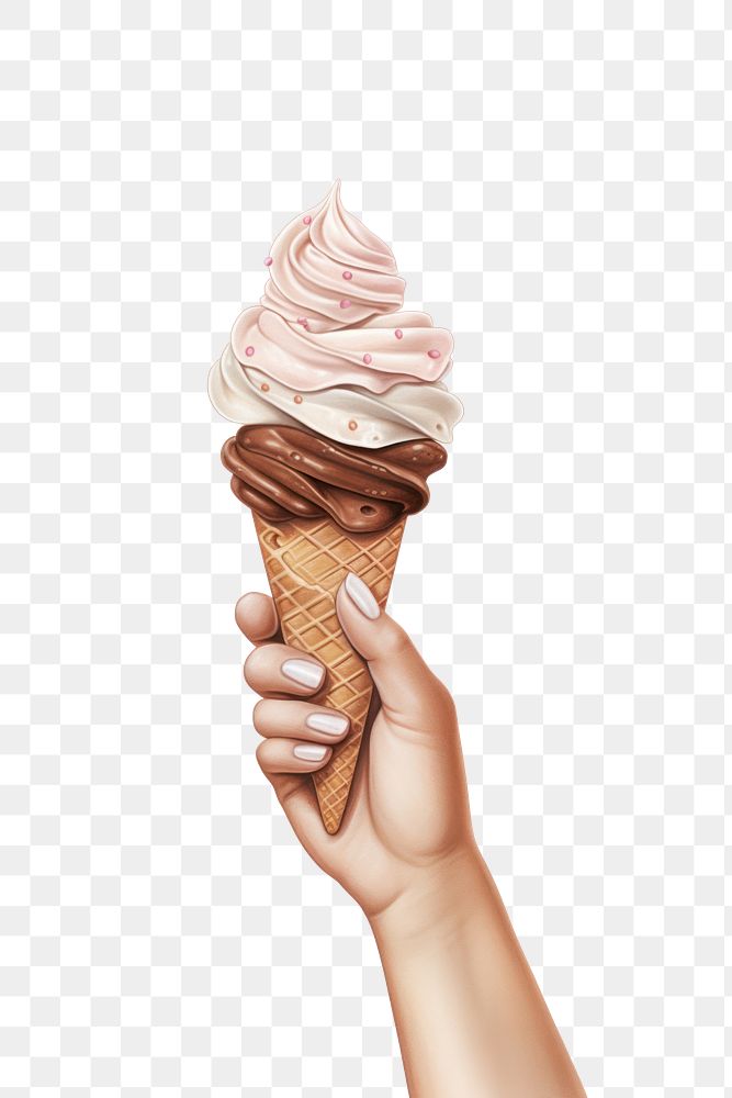 PNG Chocolate ice cream vanilla holding, digital paint illustration. AI generated image