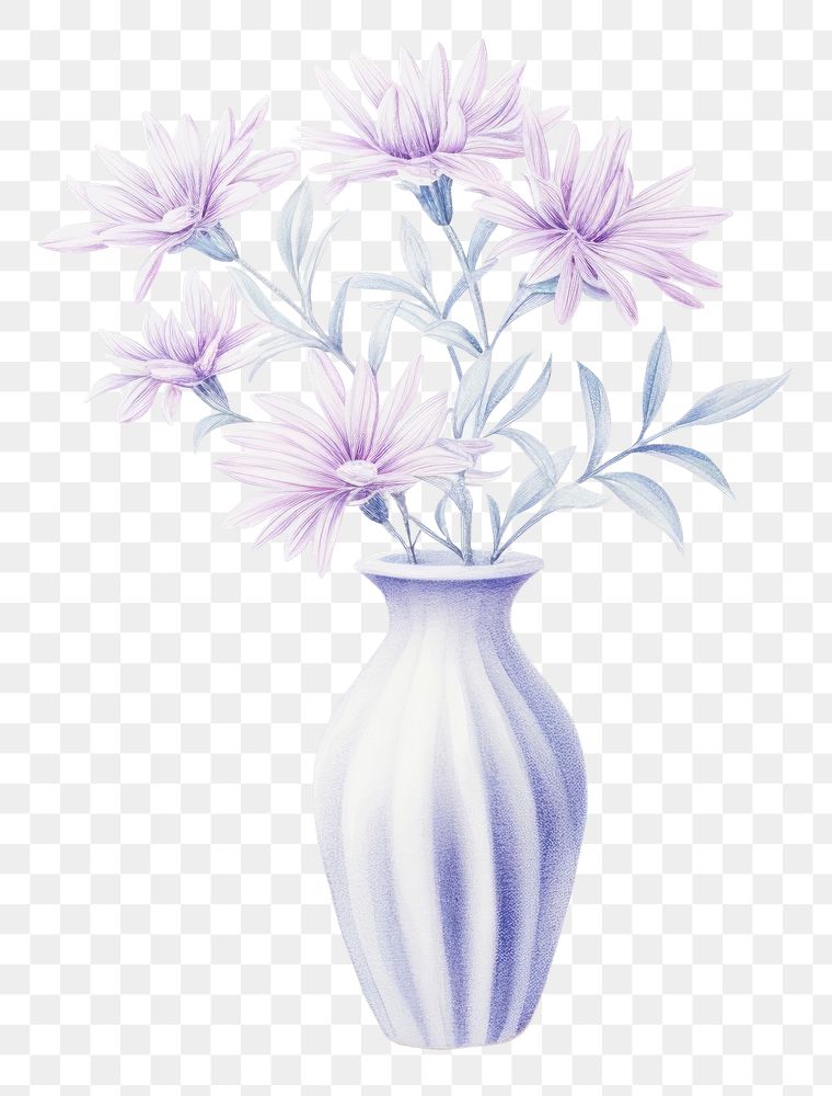 PNG Flower vase plant inflorescence, digital paint illustration. AI generated image