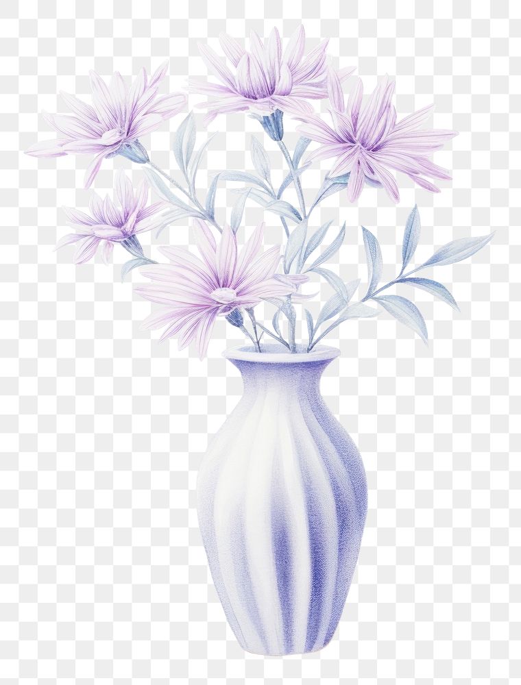 PNG Flower vase plant inflorescence, digital paint illustration.