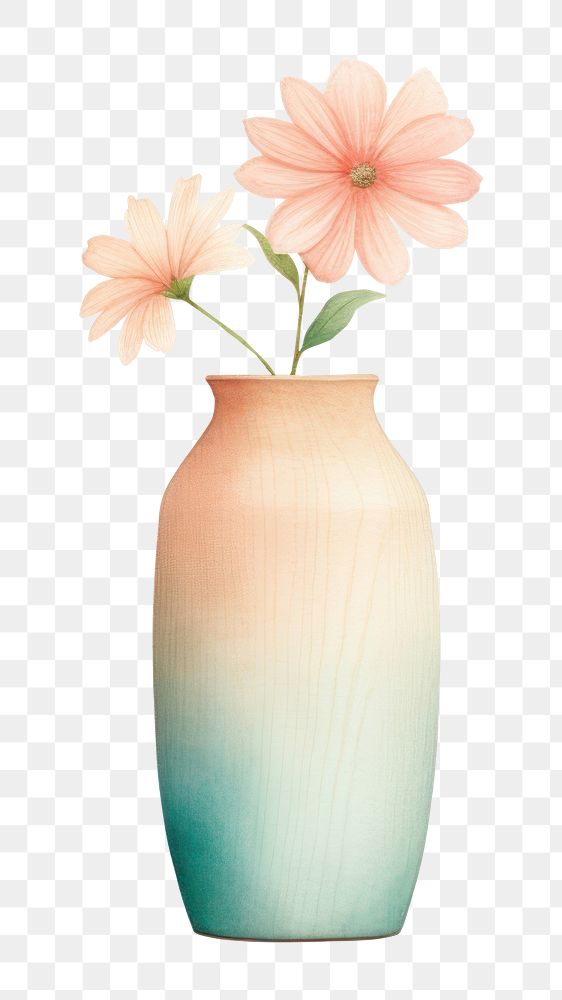 PNG Flower vase plant white background, digital paint illustration. AI generated image