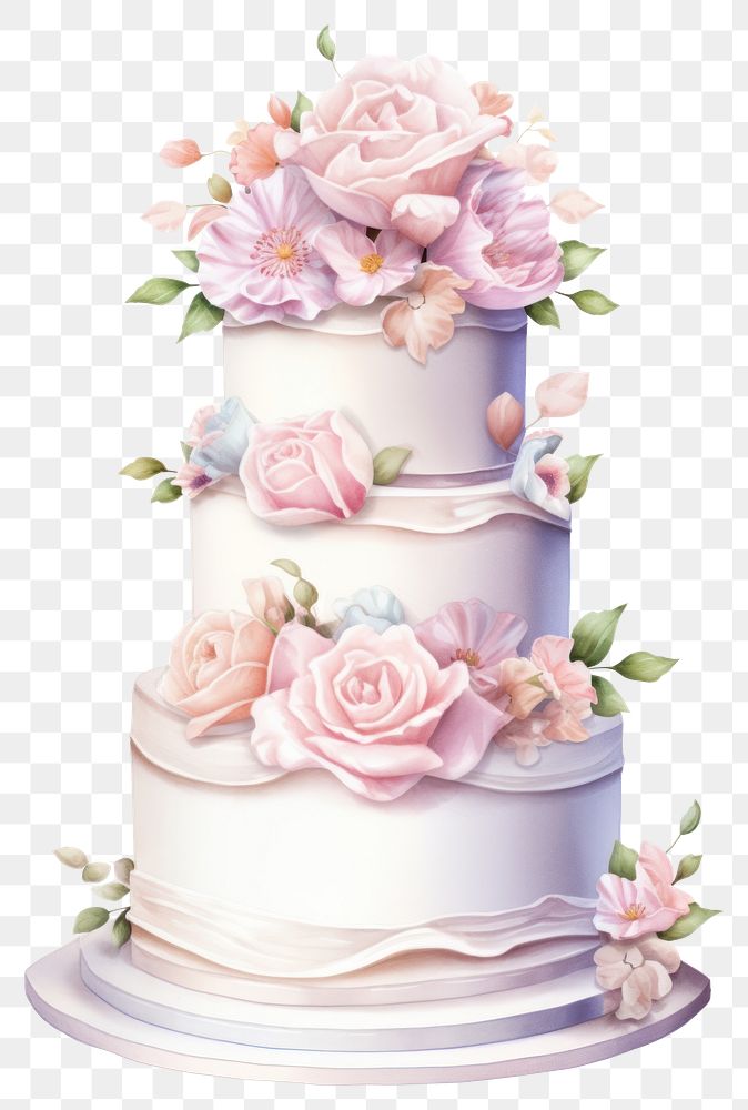 PNG Wedding flower cake dessert transparent background