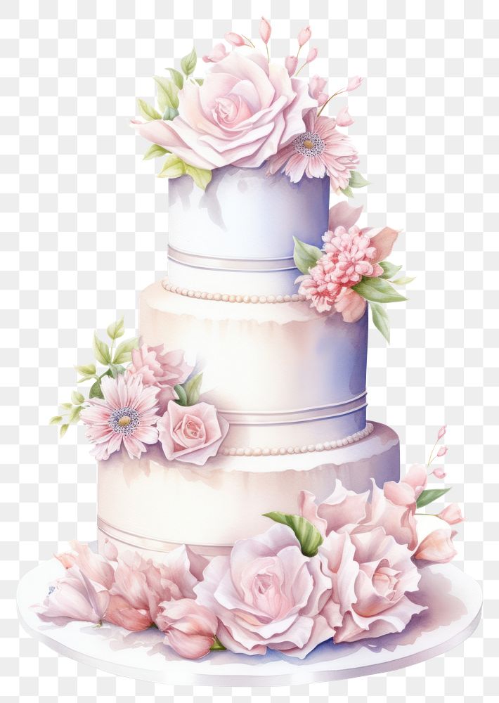 PNG Wedding flower cake dessert transparent background