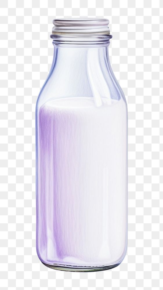 PNG Glass milk bottle drink, digital paint illustration. 