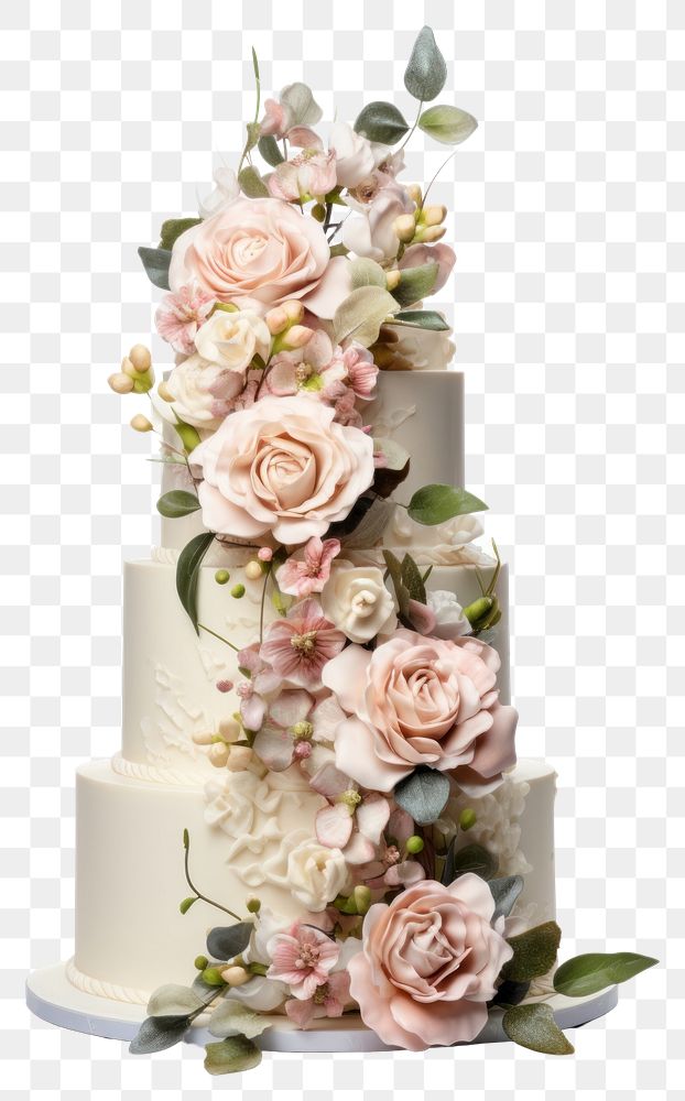 PNG Wedding flower cake decoration transparent background