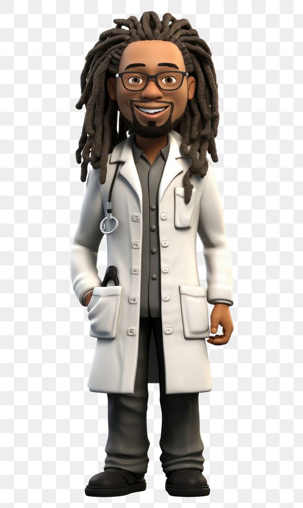 PNG Dreadlocks cartoon adult stethoscope. AI generated Image by rawpixel.