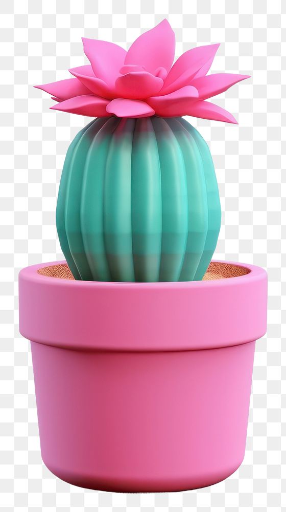 PNG Cactus flower plant vase. AI generated Image by rawpixel.