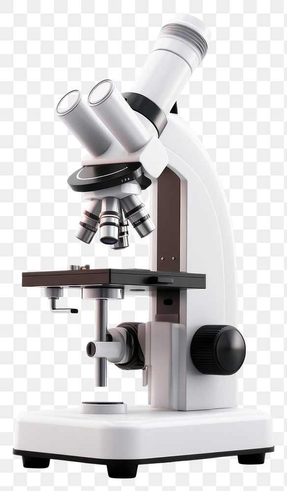 PNG Microscope science white background biotechnology. AI generated Image by rawpixel.