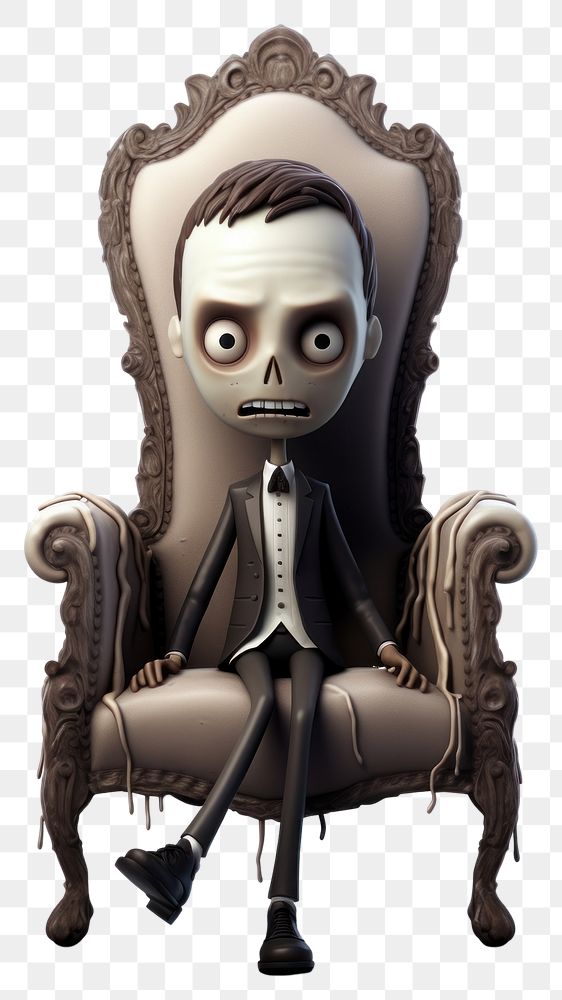 PNG Creepy Victorian chair cartoon representation. AI generated Image by rawpixel.