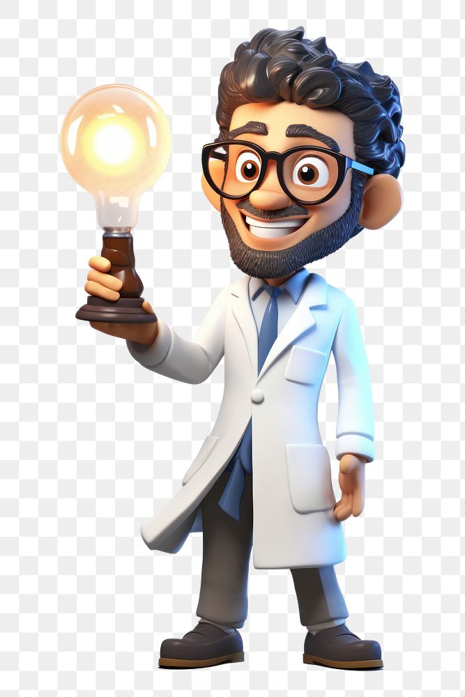PNG Scientist science cartoon light. AI generated Image by rawpixel.