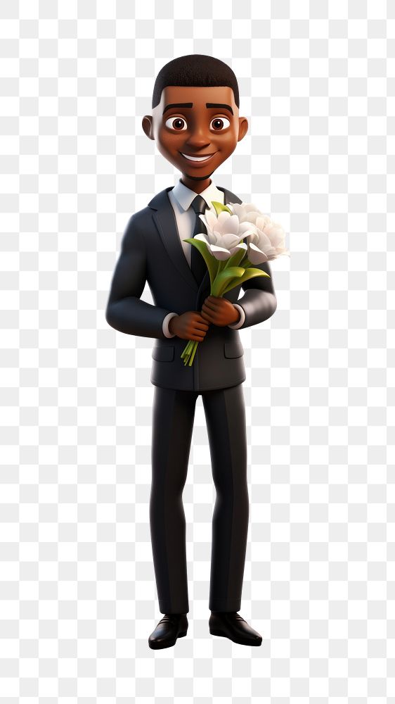 PNG Cartoon blossom tuxedo flower. AI generated Image by rawpixel.