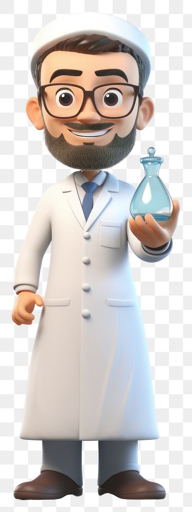 PNG Scientist holding cartoon bottle. AI generated Image by rawpixel.