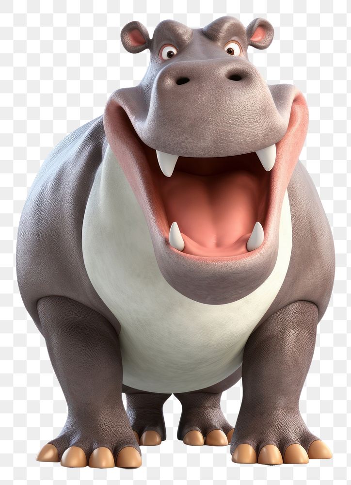 PNG Hippopotamus cartoon animal mammal. AI generated Image by rawpixel.