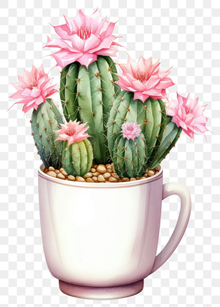 PNG Little jewel cactus plant cup white background. AI generated Image by rawpixel.