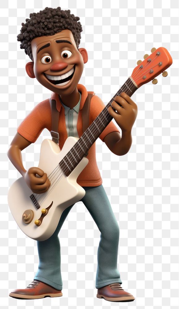 PNG Guitar musician cartoon playing guitar. 