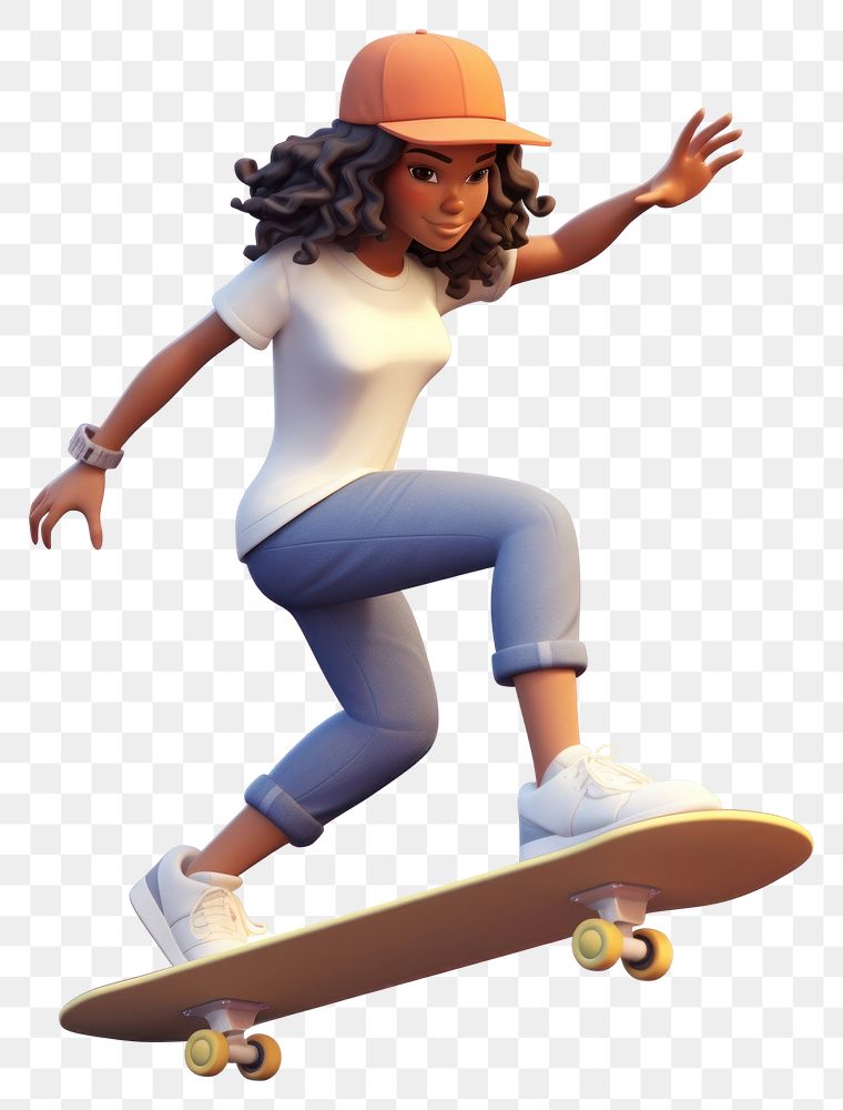 PNG Skateboard cartoon adult white background. AI generated Image by rawpixel.
