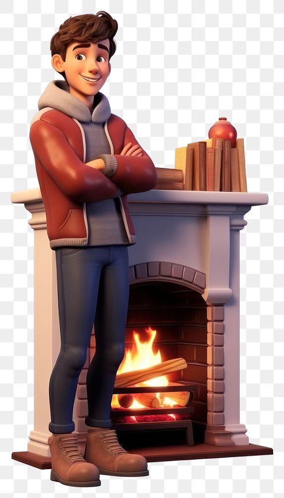 PNG Fireplace cartoon hearth adult. AI generated Image by rawpixel.