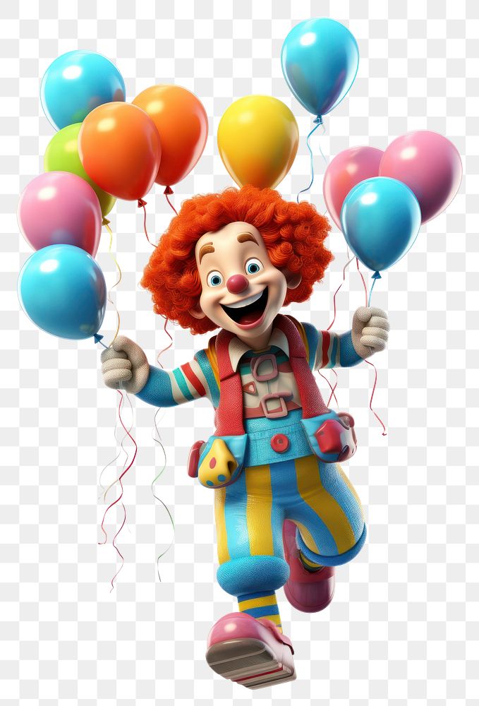 PNG  Balloon clown cartoon celebration. AI generated Image by rawpixel.
