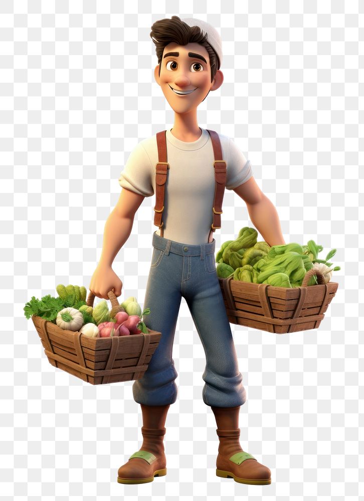PNG Vegetable cartoon farmer basket. AI generated Image by rawpixel.