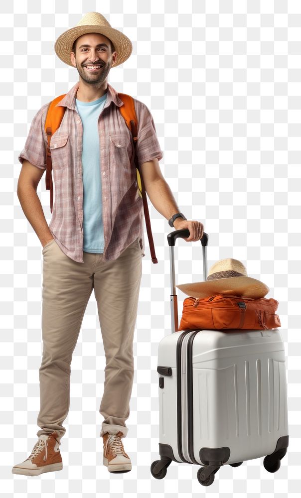 PNG Suitcase luggage smiling travel. AI generated Image by rawpixel.