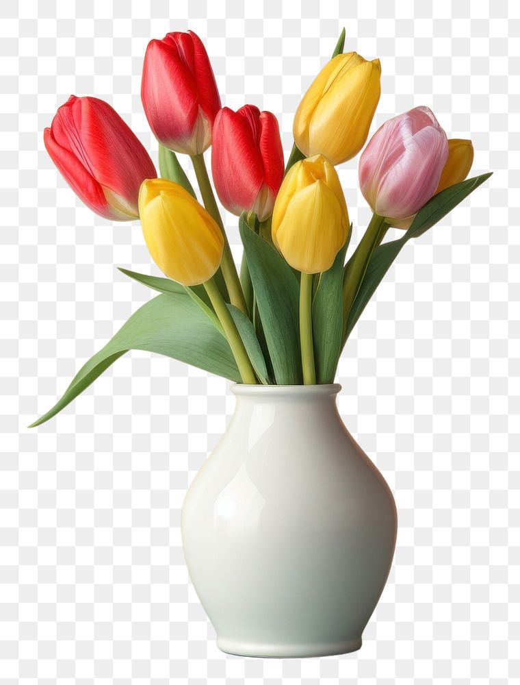 PNG Tulip vase flower plant transparent background