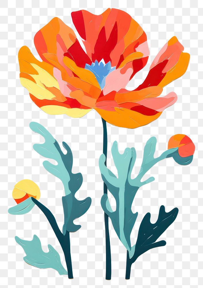 PNG Flower painting poppy petal. AI generated Image by rawpixel.