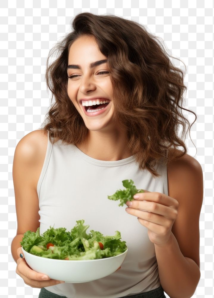 PNG  Salad laughing eating adult