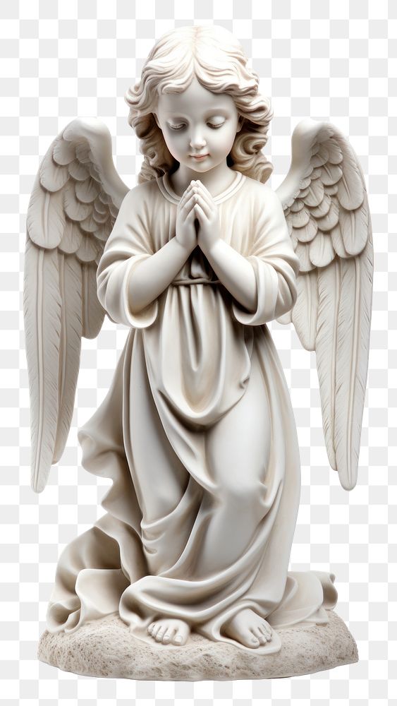 PNG Angel statue white white background. AI generated Image by rawpixel.