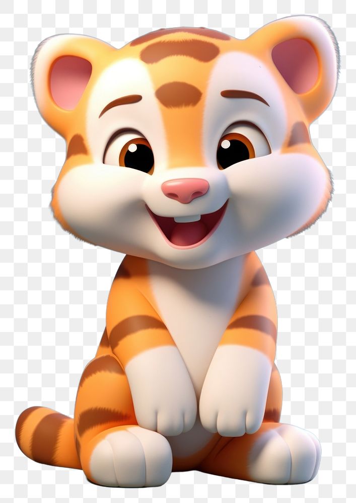 PNG Baby cute tiger figurine cartoon animal. 