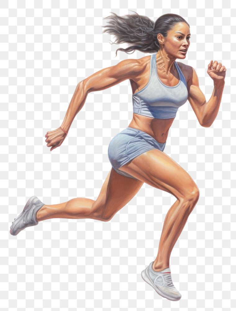PNG Female sprinting running jogging athlete. AI generated Image by rawpixel.