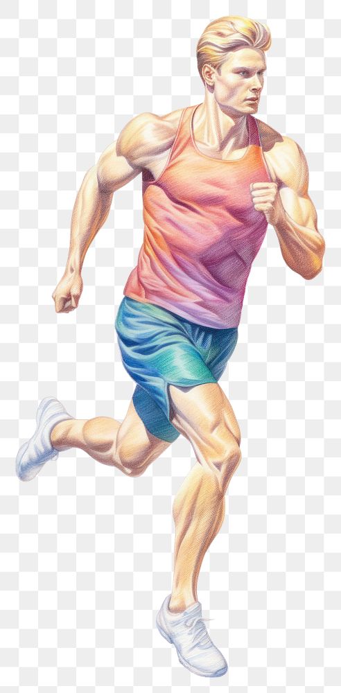 PNG Man running jogging shorts adult. AI generated Image by rawpixel.