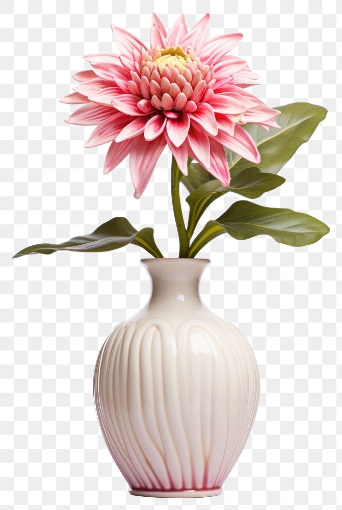 PNG Ceramic vase flower dahlia plant. AI generated Image by rawpixel.