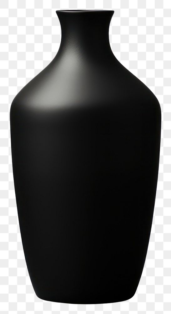 PNG Black ceramic matte vase pottery bottle white background. AI generated Image by rawpixel.