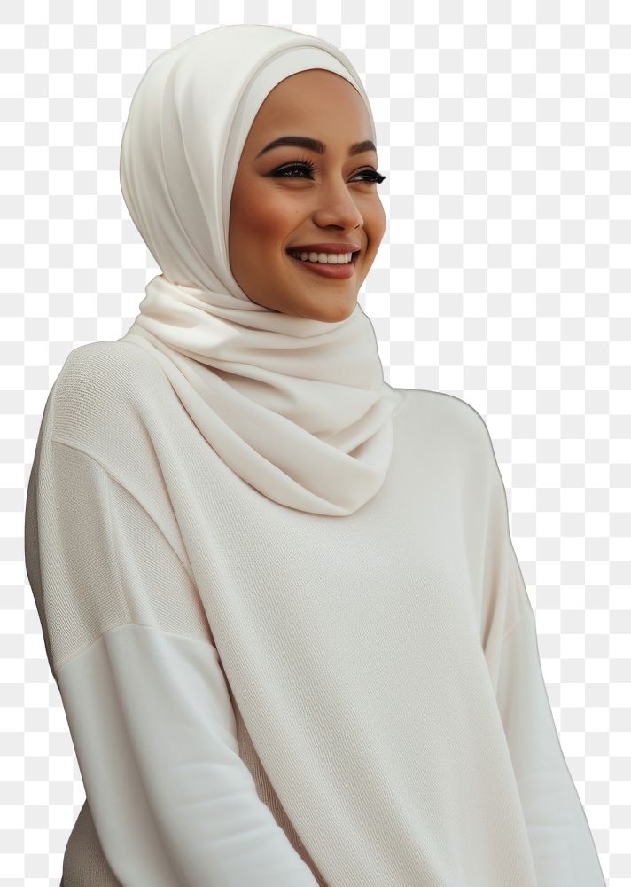 PNG Hijab scarf smile white. AI generated Image by rawpixel.