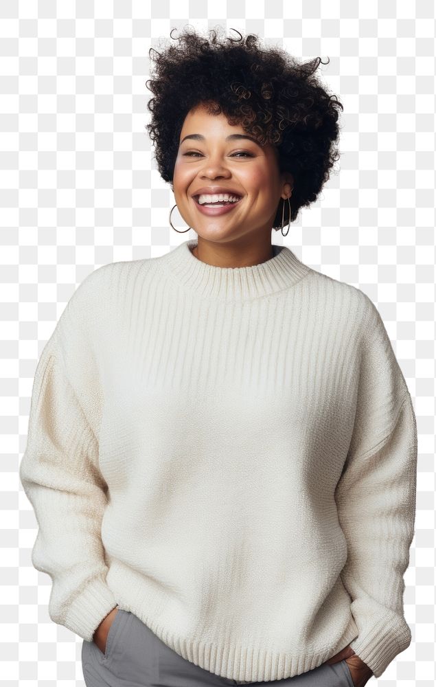 PNG Sweater laughing smile white. 