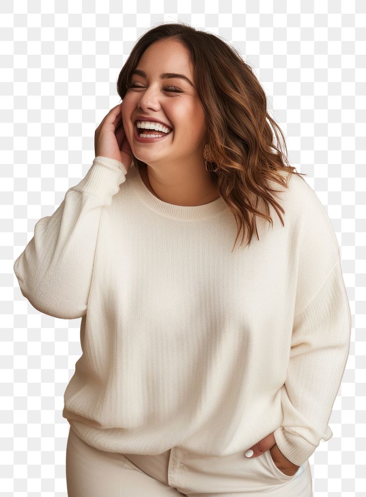 PNG Laughing sweater smile happy. AI generated Image by rawpixel.