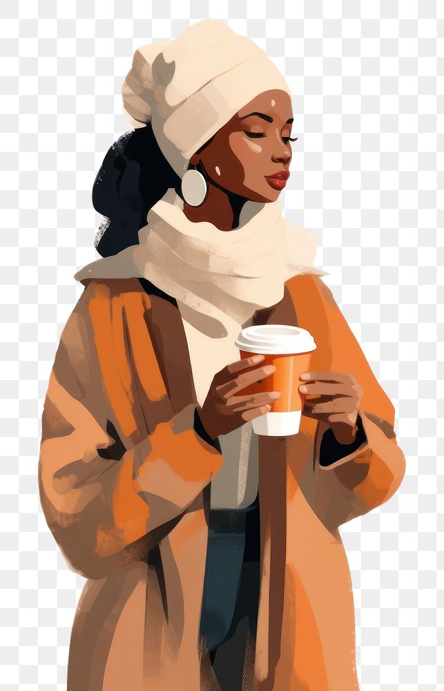 PNG Coffee winter adult woman. AI generated Image by rawpixel.