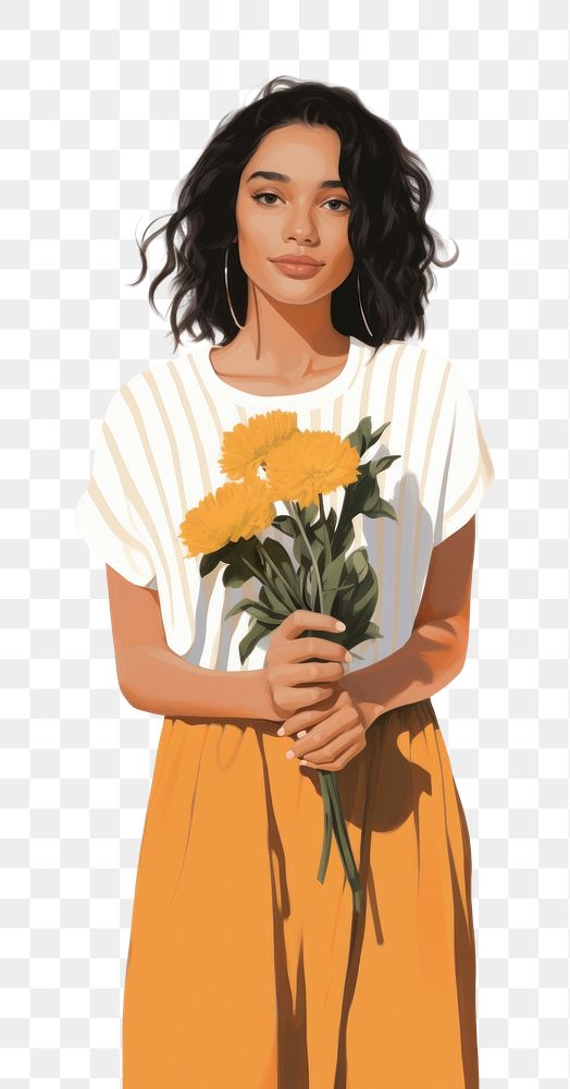 PNG Portrait holding flower sleeve. AI generated Image by rawpixel.