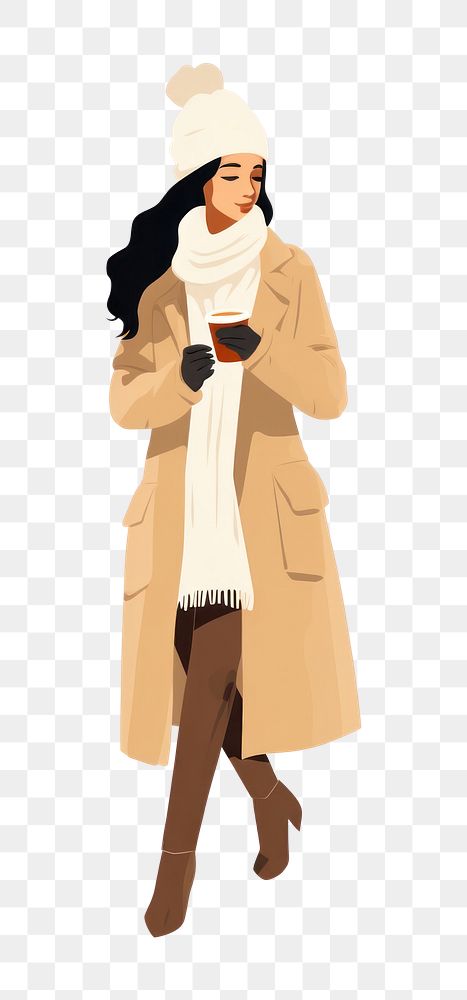 PNG Overcoat winter adult woman. AI generated Image by rawpixel.