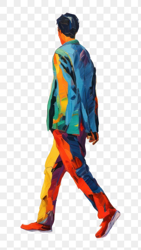 PNG Walking painting adult man. AI generated Image by rawpixel.